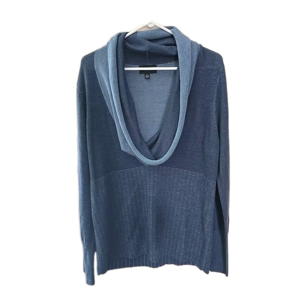 Investments Blue Cowl Neck Knit Long Sleeve Preppy Pullover Sweater Womans Sz XL